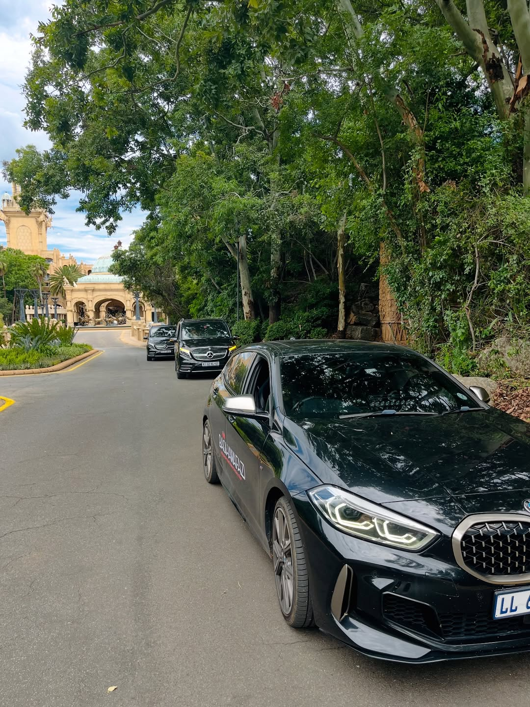 Vehicle convoy arriving at Sun City resort